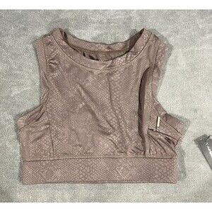 Tahari Sport Cami Sports Bra Size Medium Taupe Tonal Snake Print Athleisure Wear